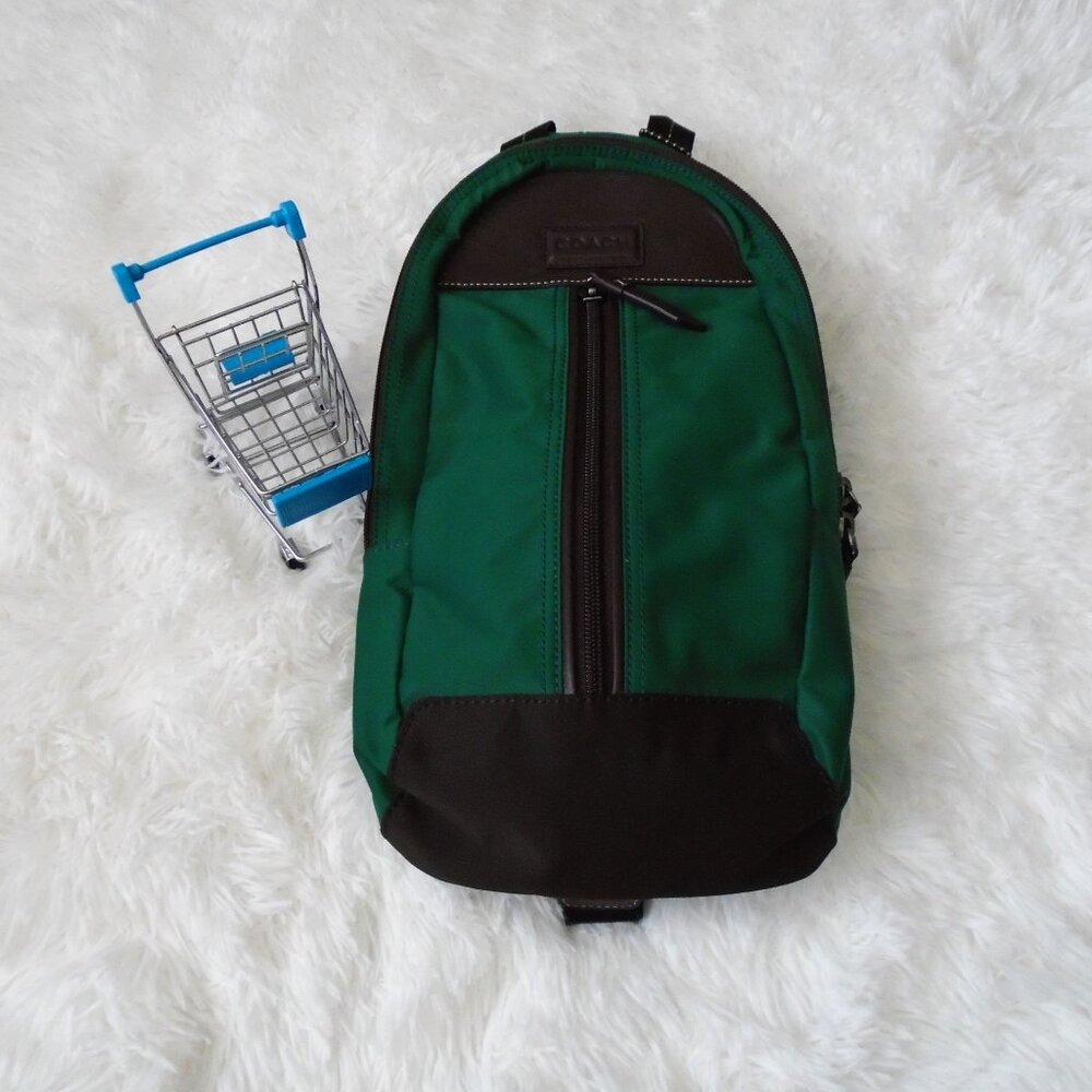 Coach Men Varick Sling Backpack Green F70692 - Picture 3 of 15